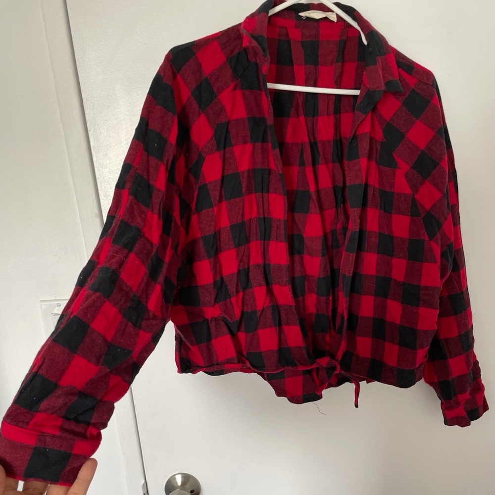 Red Flannel Tie-Up Top